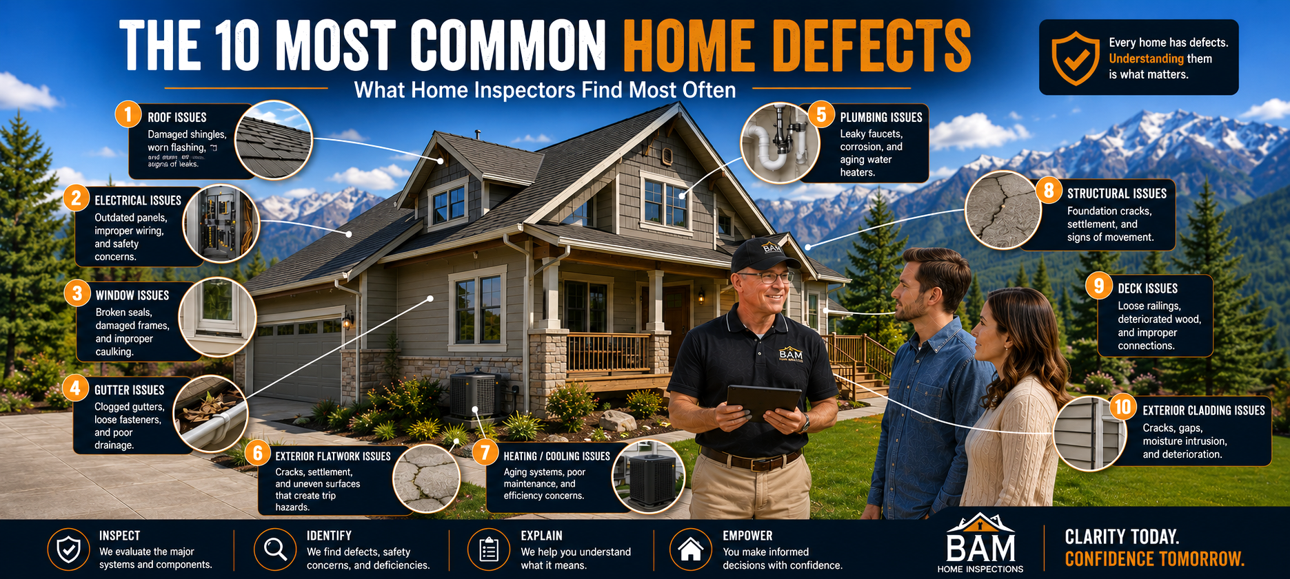 The 10 Most Common Home Defects: What Home Inspectors Find Most Often. Every home has defects; Understanding them is what matters.