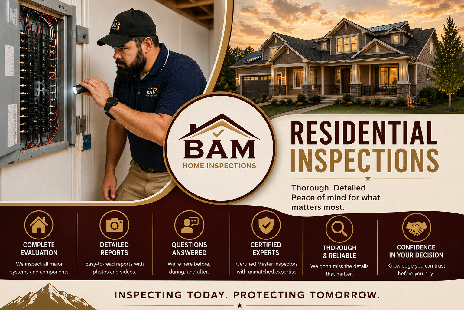 Our Certified Master Inspectors bring unparalleled expertise to each inspection. We provide a detailed examination of the home’s major systems including site, foundation, roof, exterior, interior, plumbing, heating, cooling, and electrical. We provide a detailed, easy-to-read report complete with digital photos and videos to document the condition of the home. Our inspectors are available before, during, and after each inspection to answer questions.